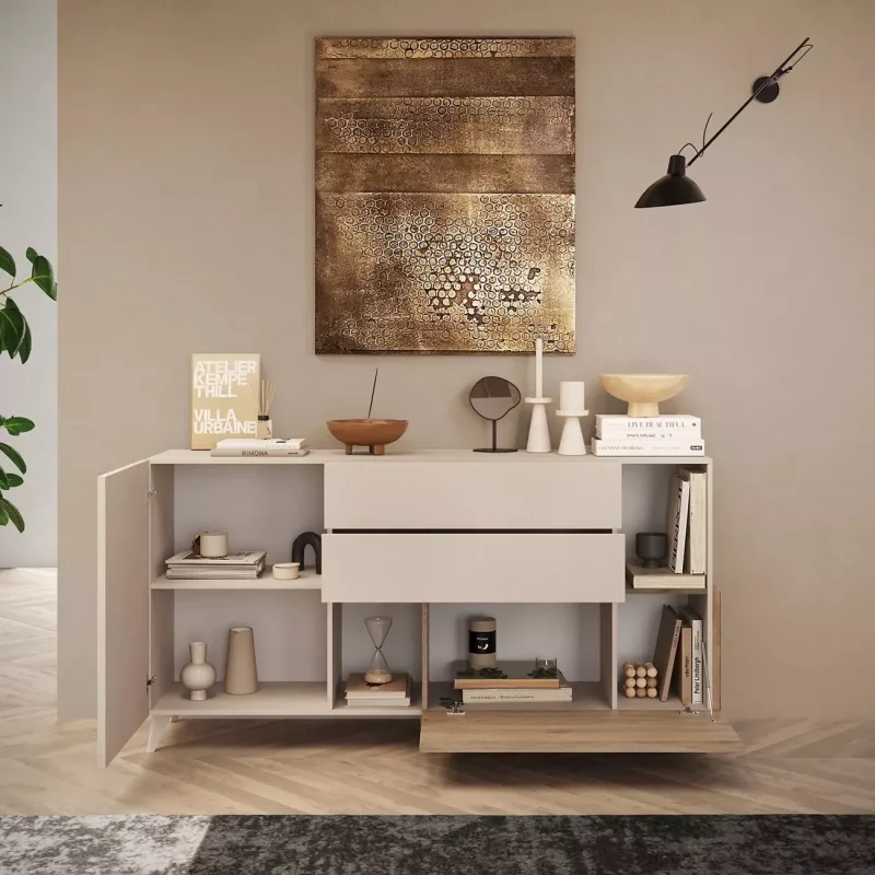 Madia con piedini, design moderno, finitura Cadiz e Cashmere - immagine 2