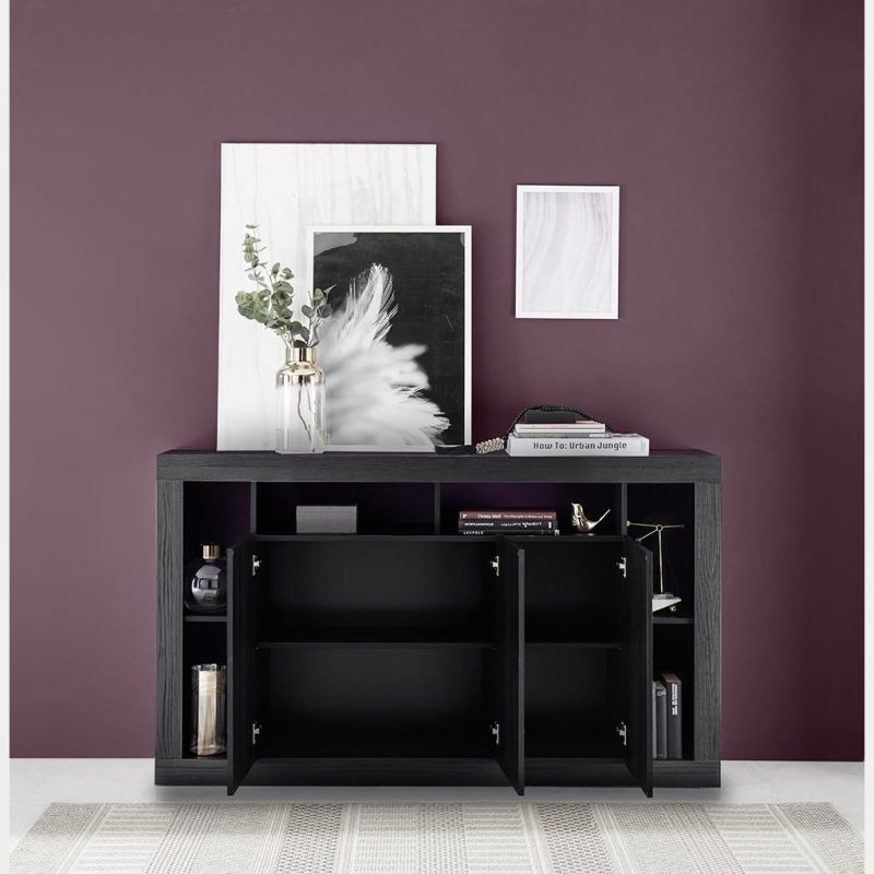 Media moderna di design a 3 ante, Nero frassinato - immagine 2