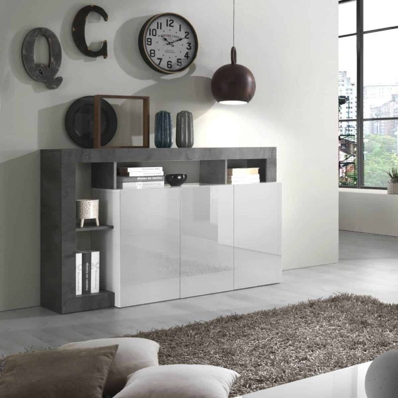 Madia 3 ante bianco lucido-ossido L.146 P.42 - Hamburg