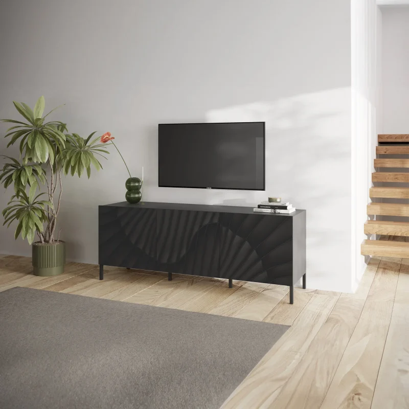 Mobile porta TV 181x69h cm 3 ante antracite frontali serigrafati Seira - immagine 5