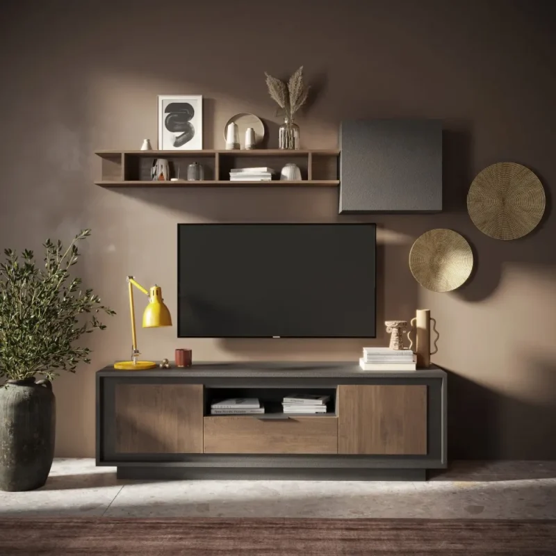 Porta tv moderno Mercure e Lava, 2 ante 1 cassetto