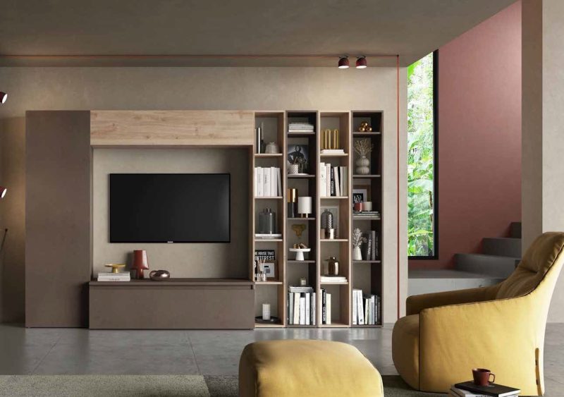 Parete attrezzata Otello linea Arte in finitura Bronzo e Rovere Cadiz  - Limity - immagine 2
