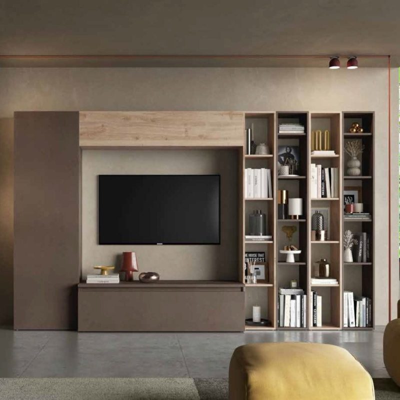 Parete attrezzata Otello linea Arte in finitura Bronzo e Rovere Cadiz  - Limity