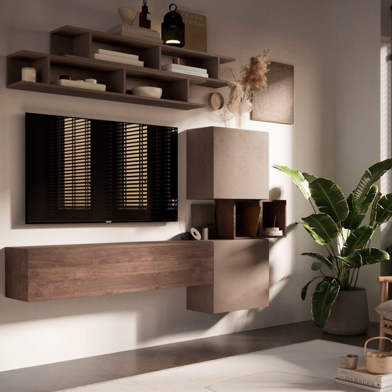 Parete attrezzata 221x30x190h cm mercure e bronzo - Limity
