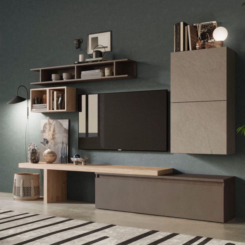 Parete attrezzata 260x40x190h cm argilla cadiz e bronzo - Limity