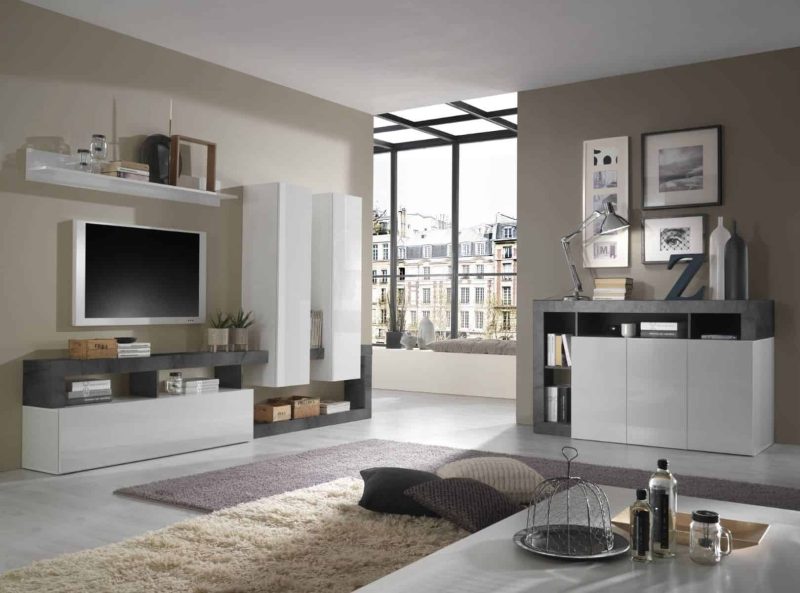 Parete attrezzata bianco lucido-ossido - Hamburg - immagine 2