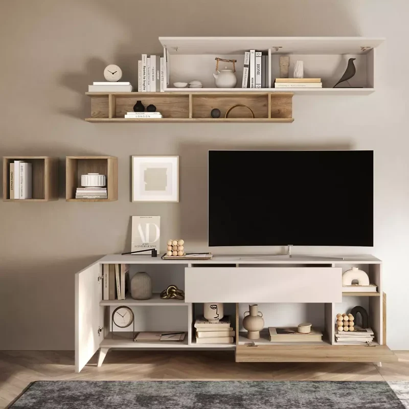 Porta tv 180 con piedini, finitura Cashmere e Cadiz - immagine 2