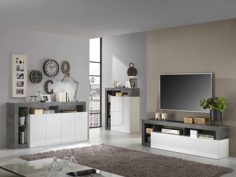 Porta TV bianco lucido-ossido L.184 P.42- Hamburg - immagine 2