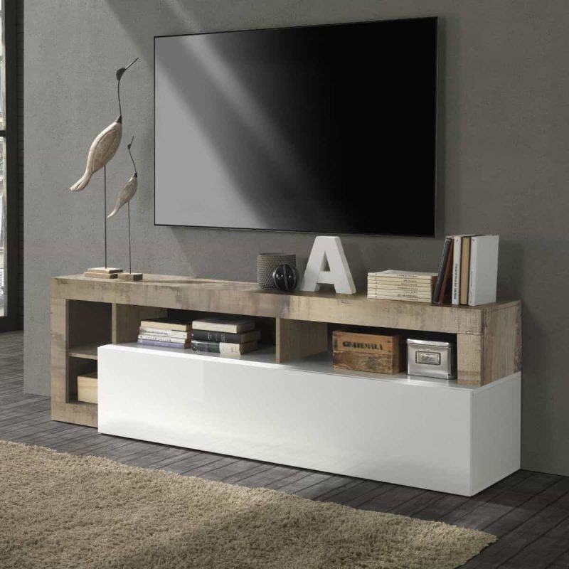 Porta TV bianco lucido-pero L.184 P.42- Hamburg