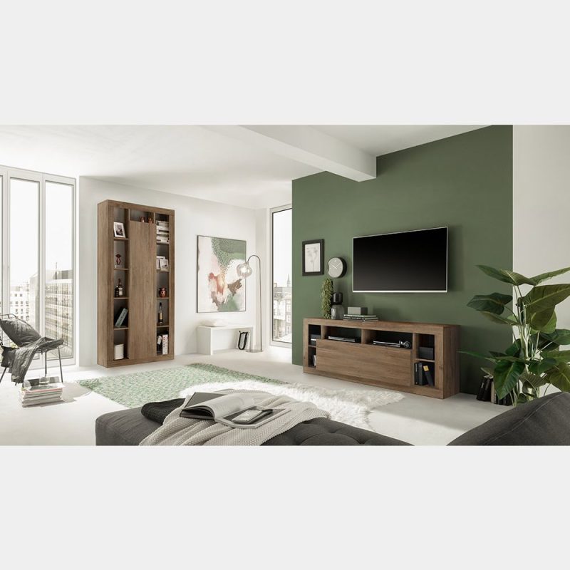 Credenza colonna di design a 1 anta moderna, finitura Mercure - immagine 2