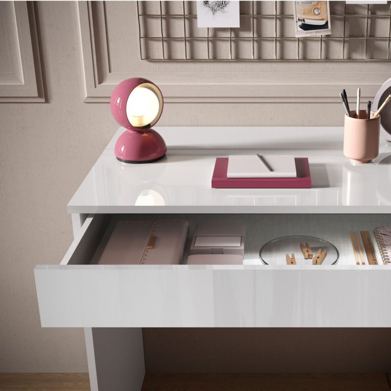 Scrivania 78x50 cm bianco lucido con un cassetto - Zendo - immagine 4
