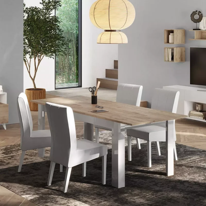 Tavolo allungabile Cadiz e Bianco lucido, design moderno