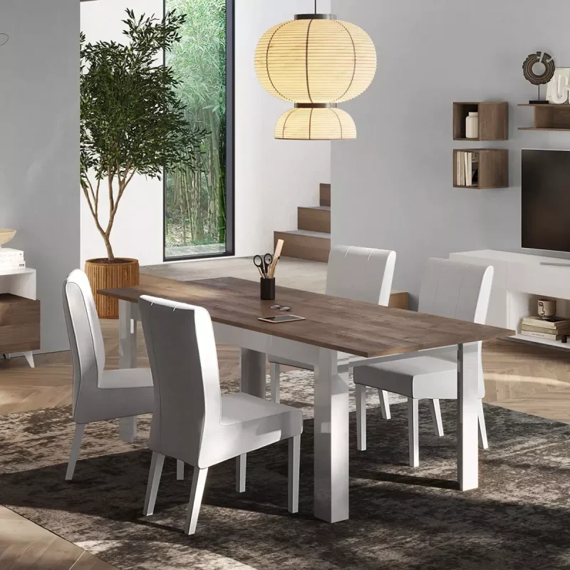 Tavolo allungabile Mercure e Bianco lucido, design moderno
