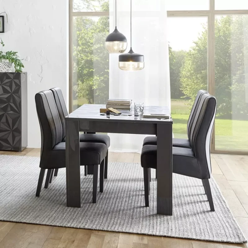 Tavolo sala da pranzo moderno grigio lucido 180x90cm - immagine 2