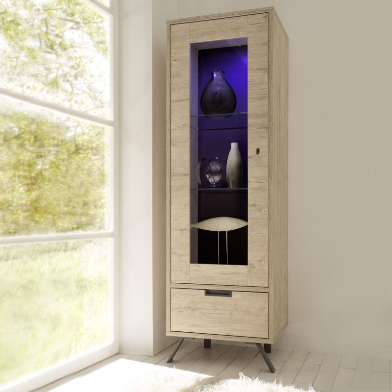 Vetrina 56x177h cm in legno rovere sherwood - Kara