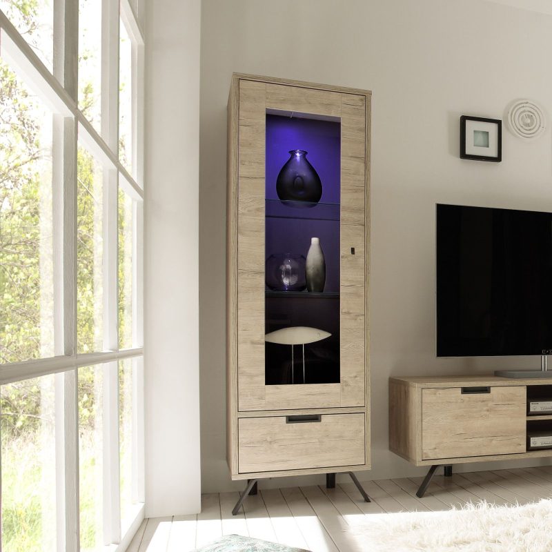 Vetrina 56x177h cm in legno rovere sherwood - Kara - immagine 3