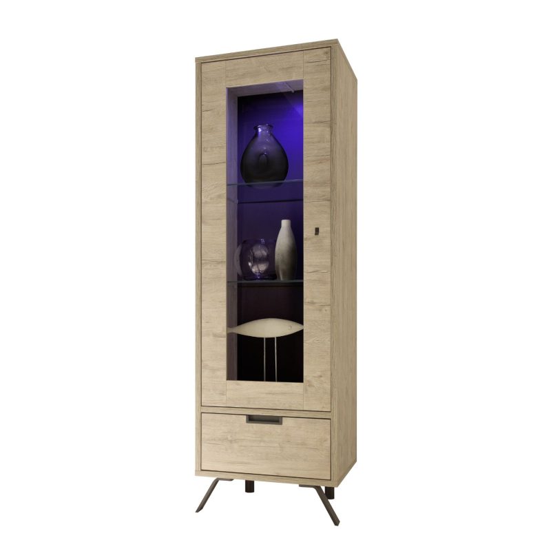 Vetrina 56x177h cm in legno rovere sherwood - Kara - immagine 2