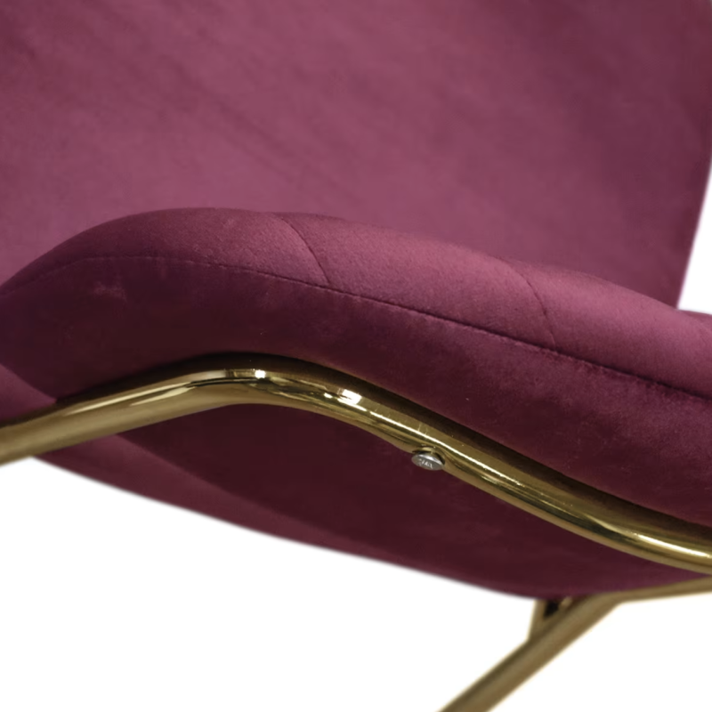 Orchies - sedie in tessuto effetto velluto bordeaux, struttura oro - immagine 3
