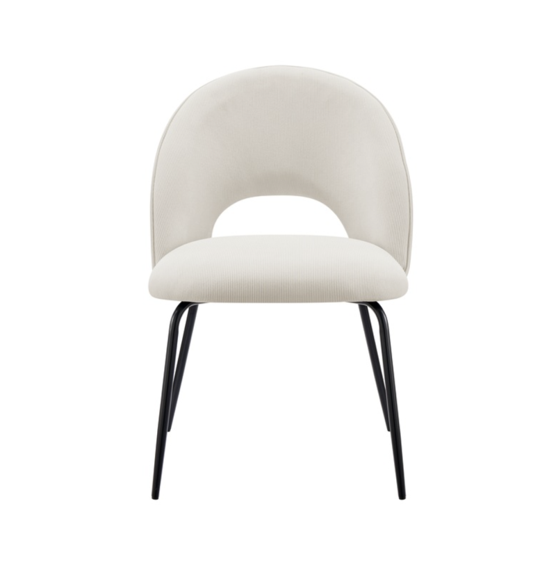sedie AVALON in tessuto effetto velluto beige e gambe in metallo antracite
