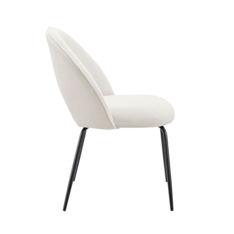 sedie AVALON in tessuto effetto velluto beige e gambe in metallo antracite - immagine 2