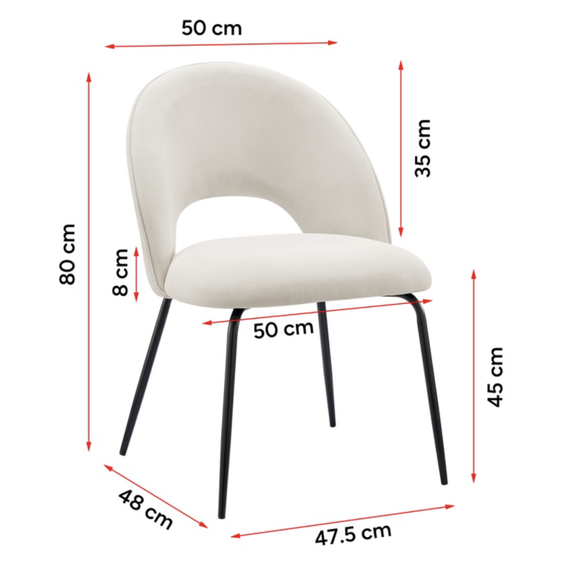 sedie AVALON in tessuto effetto velluto beige e gambe in metallo antracite - immagine 4