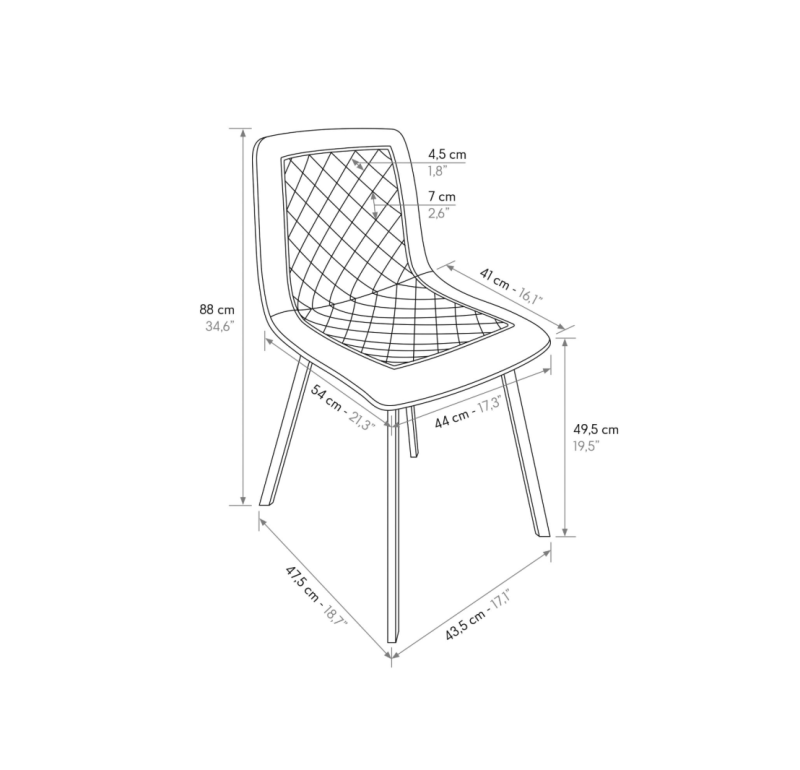 sedie AVALON in tessuto effetto velluto grigio e gambe in metallo antracite - immagine 2