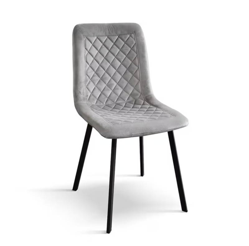 sedie AVALON in tessuto effetto velluto grigio e gambe in metallo antracite