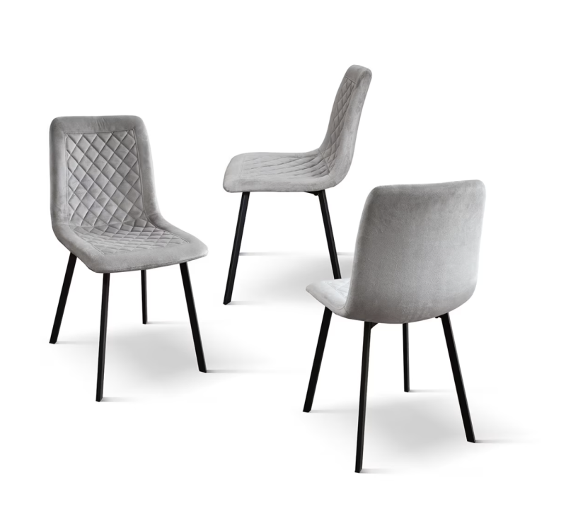 sedie AVALON in tessuto effetto velluto grigio e gambe in metallo antracite - immagine 3