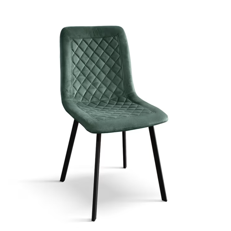 sedie AVALON in tessuto effetto velluto verde e gambe in metallo antracite