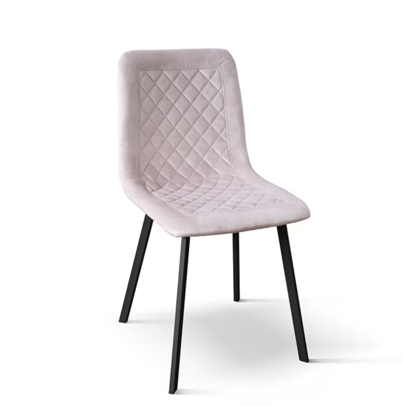 sedie AVALON in tessuto effetto velluto rosa e gambe in metallo antracite