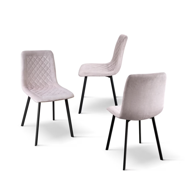 sedie AVALON in tessuto effetto velluto rosa e gambe in metallo antracite - immagine 3