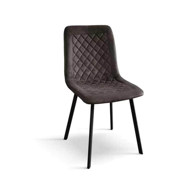 sedie AVALON in tessuto effetto velluto marrone e gambe in metallo antracite