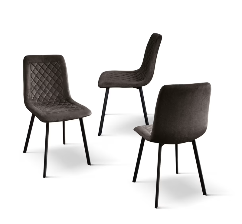 sedie AVALON in tessuto effetto velluto marrone e gambe in metallo antracite - immagine 3