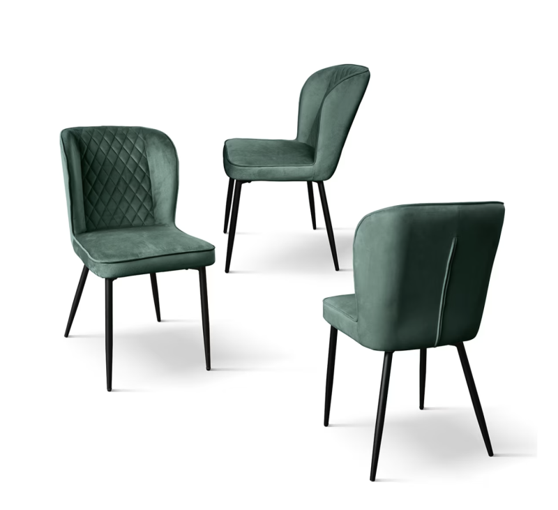 Soho - Sedie in velluto verde e gambe in metallo - immagine 3