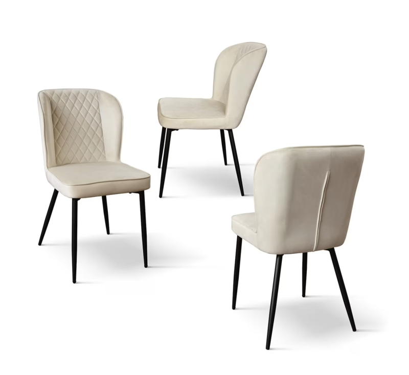 Soho - Sedie in velluto beige e gambe in metallo - immagine 3