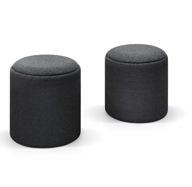 Bergen - Pouf in tessuto grigio e legno, trasformabile in tavolino