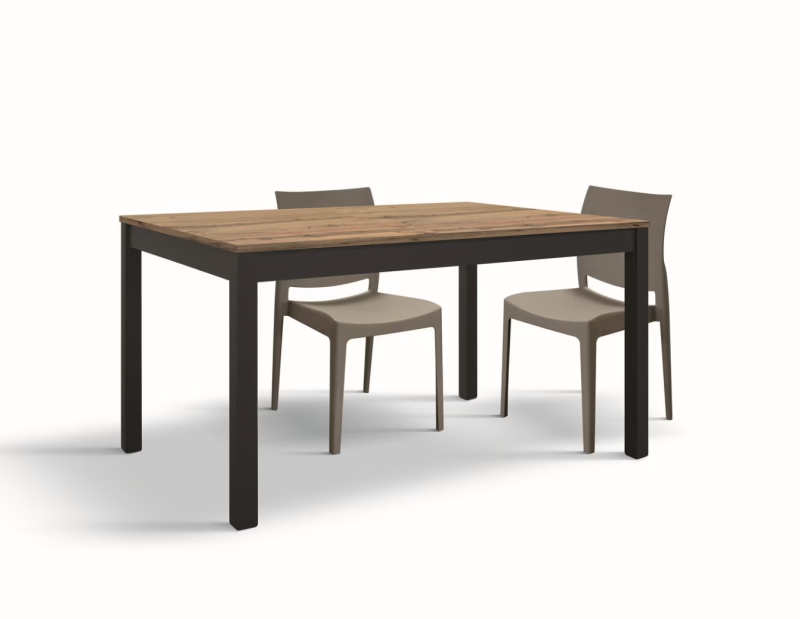 TROPEA - Tavolo legno, finitura rovere e metallo antracite, allungabile 110x70