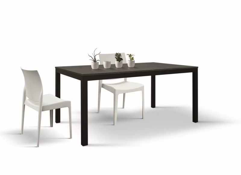 TROPEA - Tavolo legno, finitura acciaio e metallo antracite, allungabile 110x70 - immagine 2