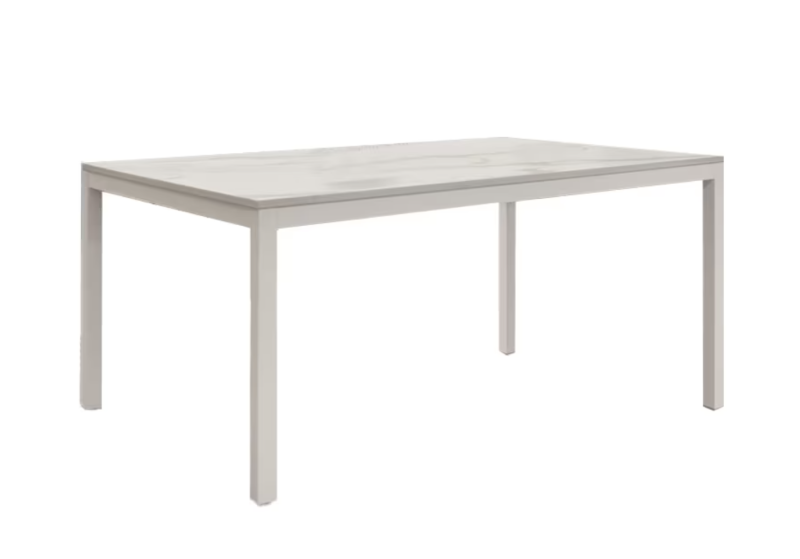 TROPEA - Tavolo legno, finitura marmo e metallo bianco, allungabile 120x80