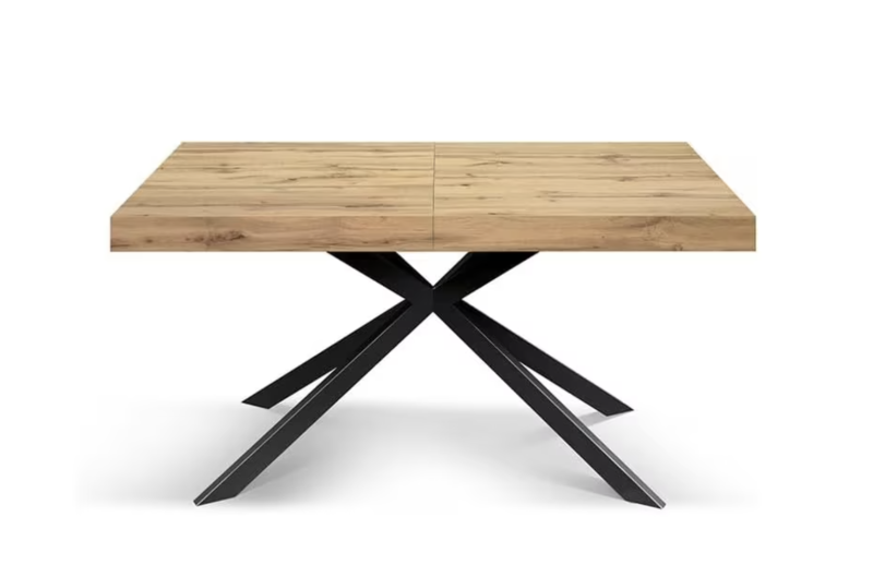 Camaiore - Tavolo legno, finitura rovere ,base X antracite, allungabile 160x90