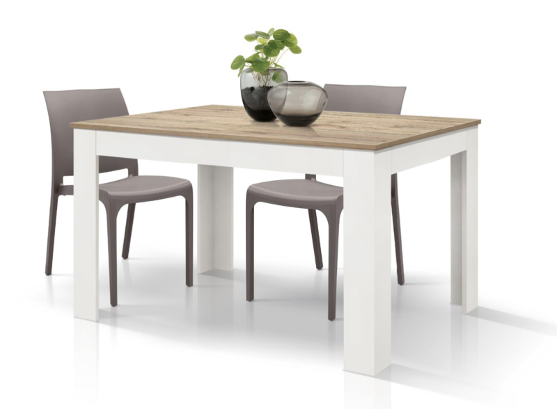 Tavolo allungabile Adriana, Piano Rovere Base Bianca, Nobilitato melaminico, Made in Italy, da 120 a 170 cm