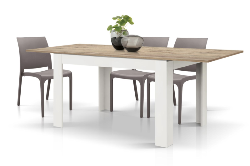 Tavolo allungabile Adriana, Piano Rovere Base Bianca, Nobilitato melaminico, Made in Italy, da 120 a 170 cm - immagine 3