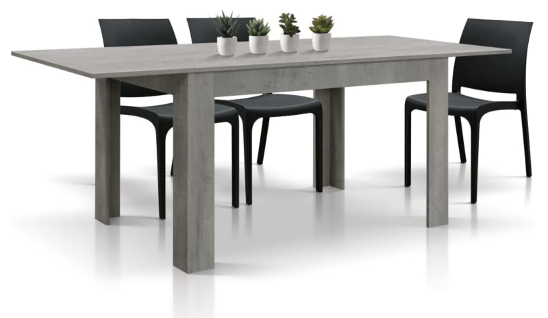 Tavolo LIPARI in legno finitura grigio cemento, allungabile 120×80 cm - immagine 4