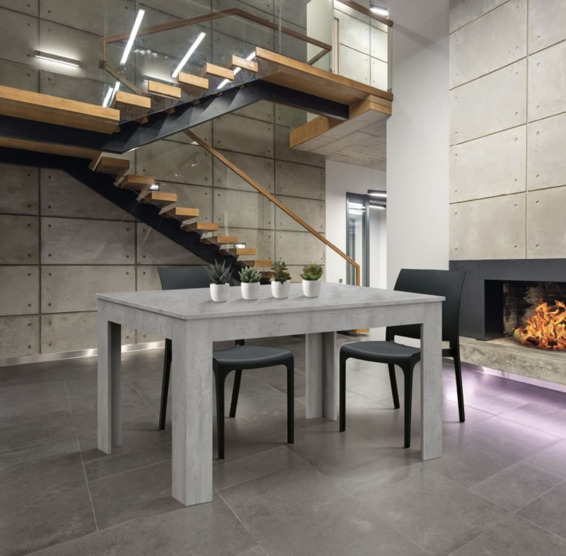 Tavolo LIPARI in legno finitura grigio cemento, allungabile 120×80 cm - immagine 3