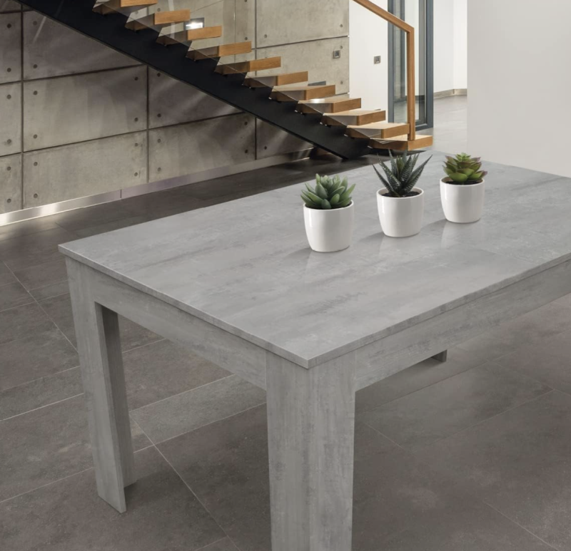 Tavolo LIPARI in legno finitura grigio cemento, allungabile 120×80 cm - immagine 2