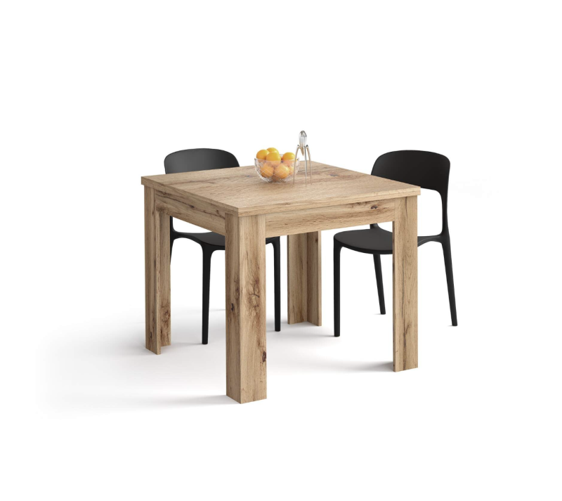 Tavolo Quadrato Allungabile a libro Eldorado, 90x(180)x90 cm, Rovere Rustico