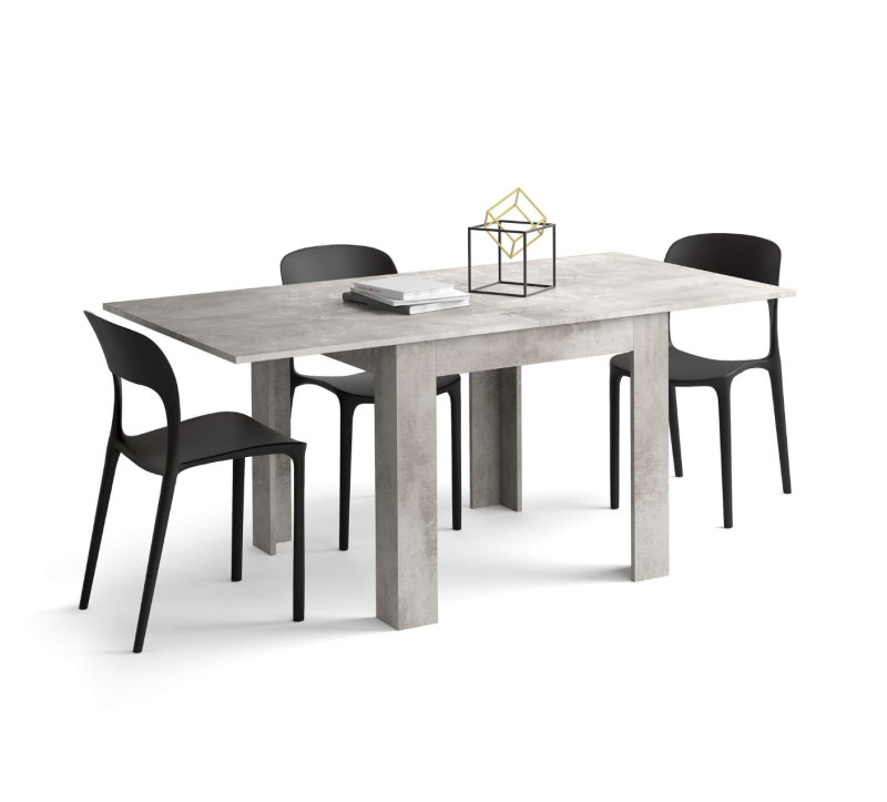 Tavolo Quadrato Allungabile a libro Eldorado, 90x(180)x90 cm, Grigio Cemento - immagine 4
