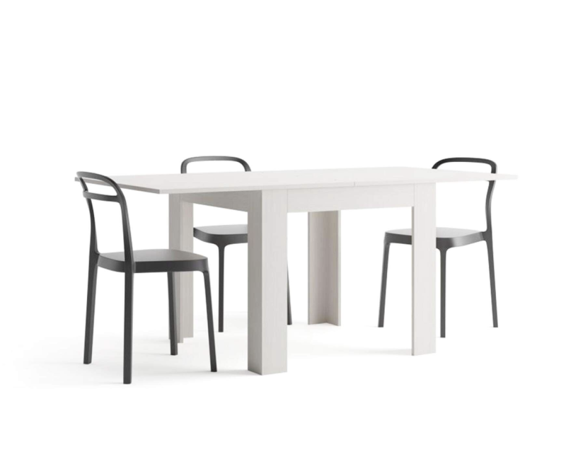 Tavolo Quadrato Allungabile a libro Eldorado, 90x(180)x90 cm, Bianco Frassino - immagine 2
