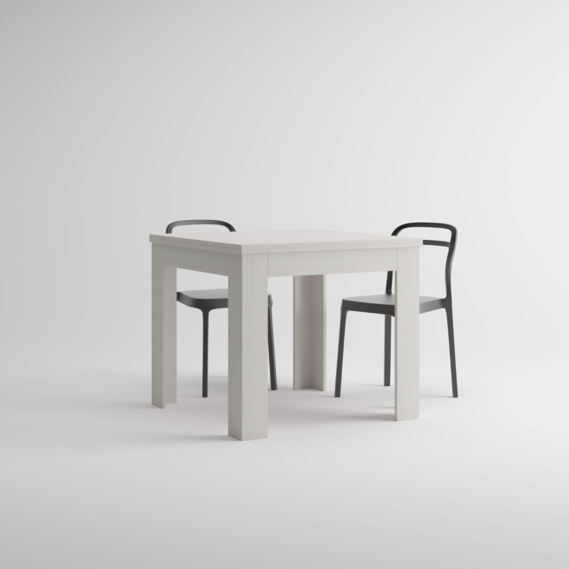 Tavolo Quadrato Allungabile a libro Eldorado, 90x(180)x90 cm, Bianco Frassino
