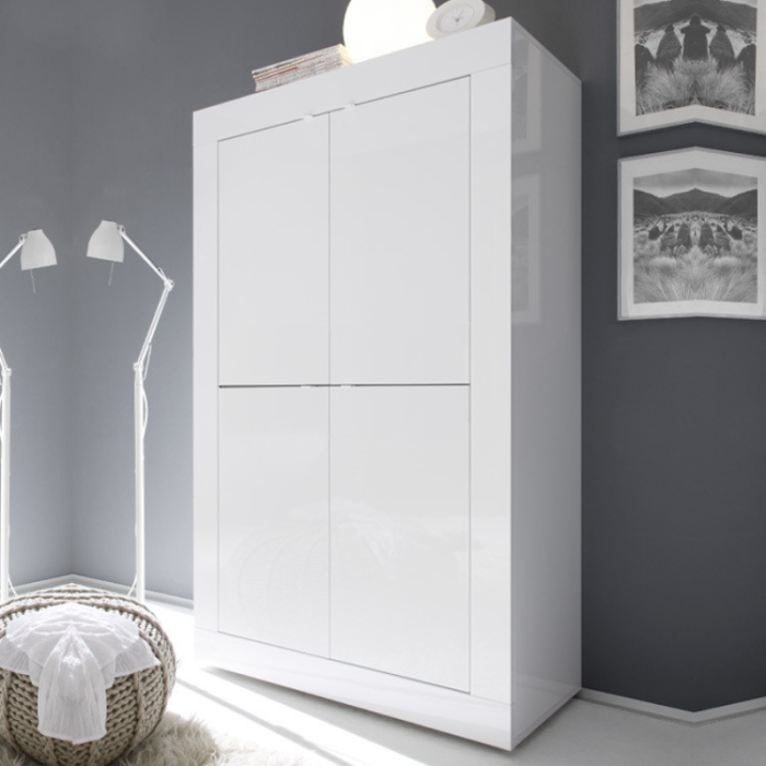 credenza-moderna-4-ante-102162-bianco-laccato-lucido-terry_69efa8c7c21da.png Credenza Moderna da Soggiorno 4 ante 102x162 cm – Bianco Laccato Lucido - immagine 1